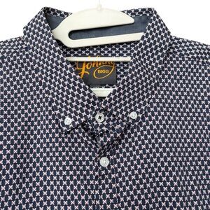 Johnny Bigg Blue Red Geometric Short Sleeve Button Down Shirt Size 6XL